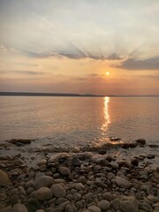 sunset over the river