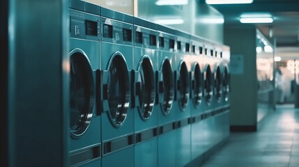 Laundry Equipment in Laundromat Interior - Generative ai
