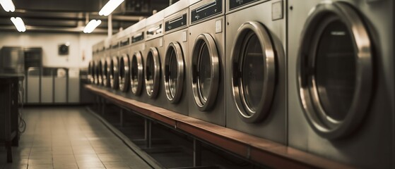 Laundry Machines in Laundromat - Generative ai
