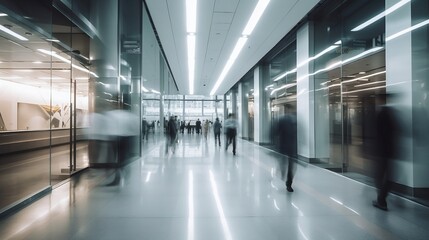 Fototapeta premium Long exposure captures business people in motion - Generative ai
