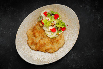 prime succulent beefsteak served with fresh salad