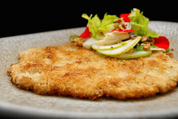 prime succulent beefsteak served with fresh salad