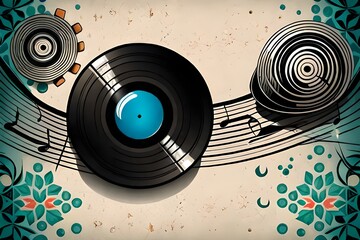 musical poster vinyl record, grunge music poster background template