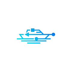 Boat and usb symbol combination. Logo design.