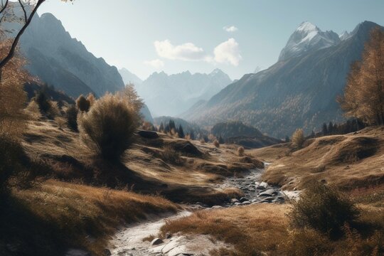 Beautiful Environment with Mountain Background Image. Generative AI