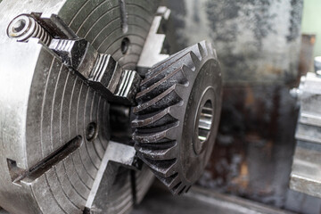 Old equipment, machines, tools in a rustic style in an abandoned mechanical factory