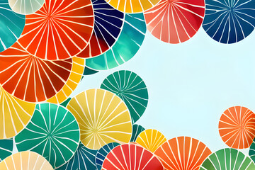 Fototapeta na wymiar Seamless pattern with colorful umbrellas, summer vibe. Generative AI