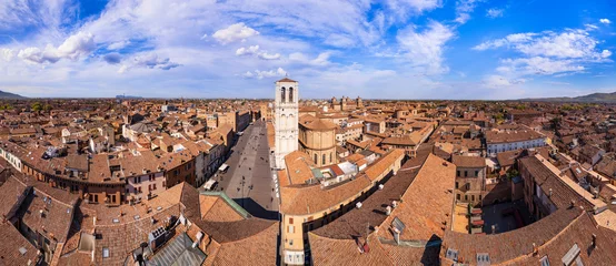Gordijnen Ferrara - beautiful medieval town in Emilia Romagna Italy. aerial drone video of old historic center © Freesurf
