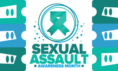 Sexual Assault Awareness Month in April. Annual campaign to promote education and the prevention of sexual violence. Social awareness symbol. Stop violence. Vector illustration