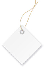 Blank paper price vector tags or gift tags in different shapes. Set of labels with cord.