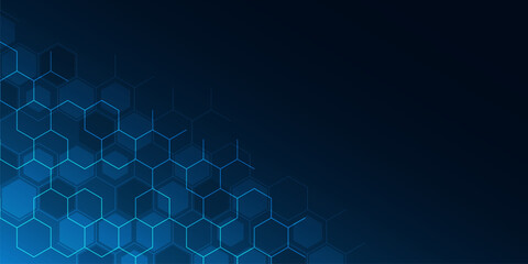 Abstract technology background and design element with hexagons pattern and geometric shapes
