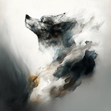 wolf design oil color illustration