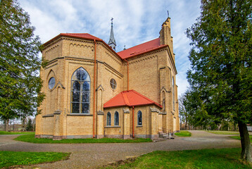 Fototapeta premium Built in 1912 in the neo-Gothic style, the Roman Catholic church of St. Anne in Krynki, Podlasie, Poland.