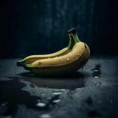 Banana on a black background.