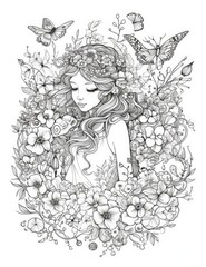 Adult Coloring Pages Robots, Factories, Animals, Women, and Cake AI Generated
