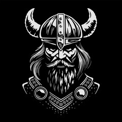 Viking warrior in a helmet with horns. Vector illustration.