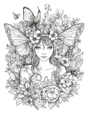 Adult Coloring Pages Robots, Factories, Animals, Women, and Cake AI Generated
