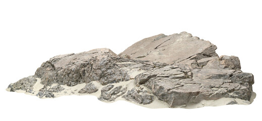Fototapeta Rock stones on beach grounds cutout backgrounds 3d render png obraz