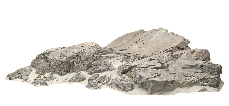 Rock stones on beach grounds cutout backgrounds 3d render png