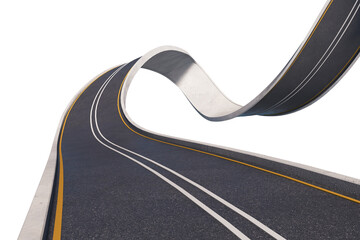 Road or Street and highways with Clipping path 3d illustration. - obrazy, fototapety, plakaty