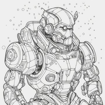 Adult Coloring Pages Robots, Factories, Animals, Women, and Cake AI Generated
