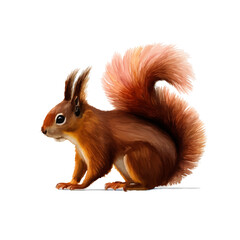 squirrel with style hand drawn digital painting illustration © slowbuzzstudio