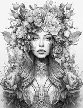 Adult Coloring Pages Robots, Factories, Animals, Women, and Cake AI Generated
