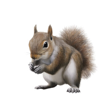 squirrel with style hand drawn digital painting illustration