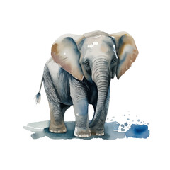 elephant with style hand drawn digital painting illustration