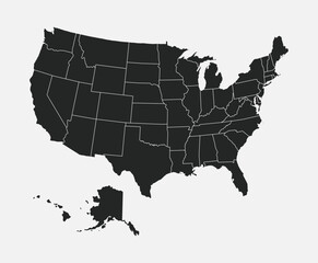 Map of the USA. All states of the America. Vector illustration.