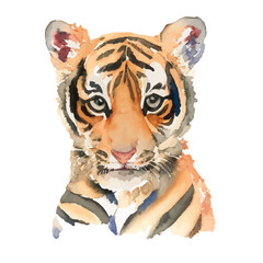 baby tiger with style hand drawn digital painting illustration