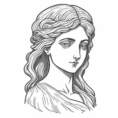 Fototapeta premium An Antique Greek Goddess Bust Hand Drawn in Artwork Style