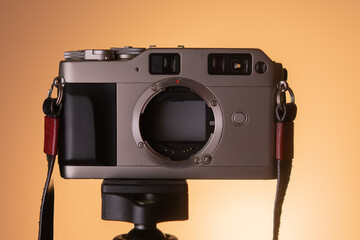 old camera on a tripod