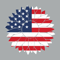 Symbol 4th of July, USA flag sunflower