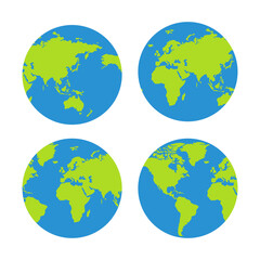 Fototapeta na wymiar Set of planet earth globe in a flat design style. Vector illustration.