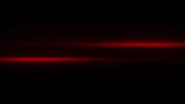 Loop abstract blurred red horizontal light line motion animation art on black background for screen project overlay.