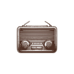 Vintage logo of a radio. an old-school logo of a tape recorder. Aesthetic retro logo of a radio isolated on white background. vector logo.