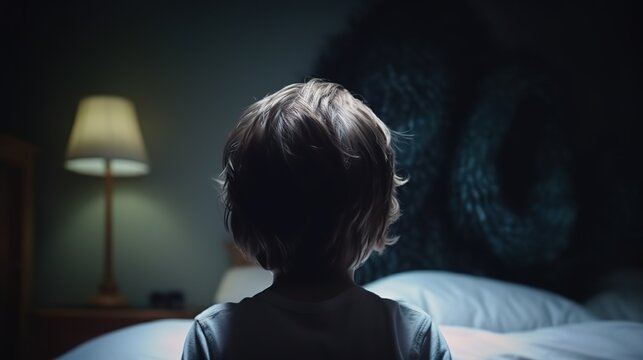 Facing Fears, Brave Kid Confronts Nightmares and Imaginary Monsters. Generative AI