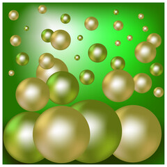 Colorful chaotic silver balls on green background