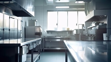 Fototapeta na wymiar Interior of kitchen in restaurant. Generative AI