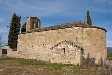 Fototapeta na wymiar Medieval chapel of N S del Llano in Laguarres Huesca Aragon Spain