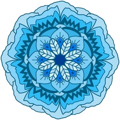 Effect drawing blue flower on mandala style.