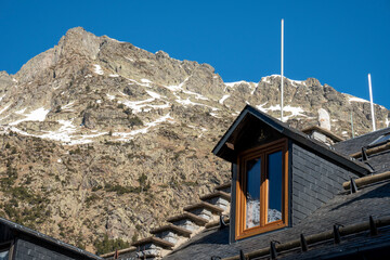 Benasque Llanos del Hospital cross country ski area in Pyrenees of Huesca Spain