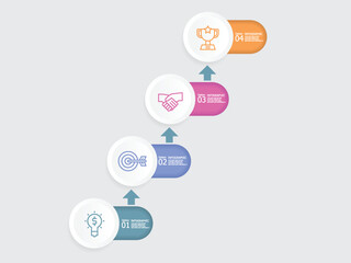Obraz premium horizontal steps timeline infographic element report background with business line icon 4 steps