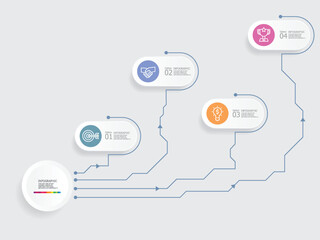Obraz premium horizontal steps timeline infographic element report background with business line icon 4 steps