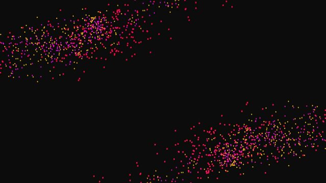 particle motion, Particles follow Path on dark background. Neon color particles motion along paths. 