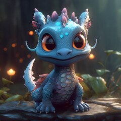 Cute baby blue dragon