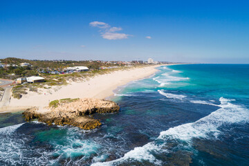 aerial view of a riff on the West coast Australia, Trigg Point, Perth, Western Australia,...