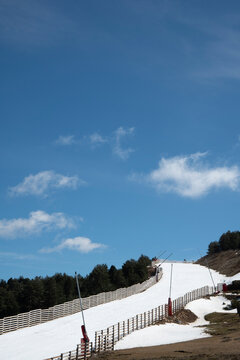 Valdelinares ski resort panorama in March 2023 Teruel mountains Spain