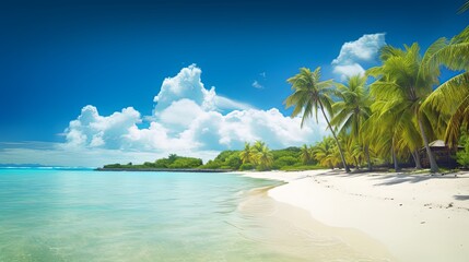 Obraz na płótnie Canvas beach with palm trees. Generative AI illustration